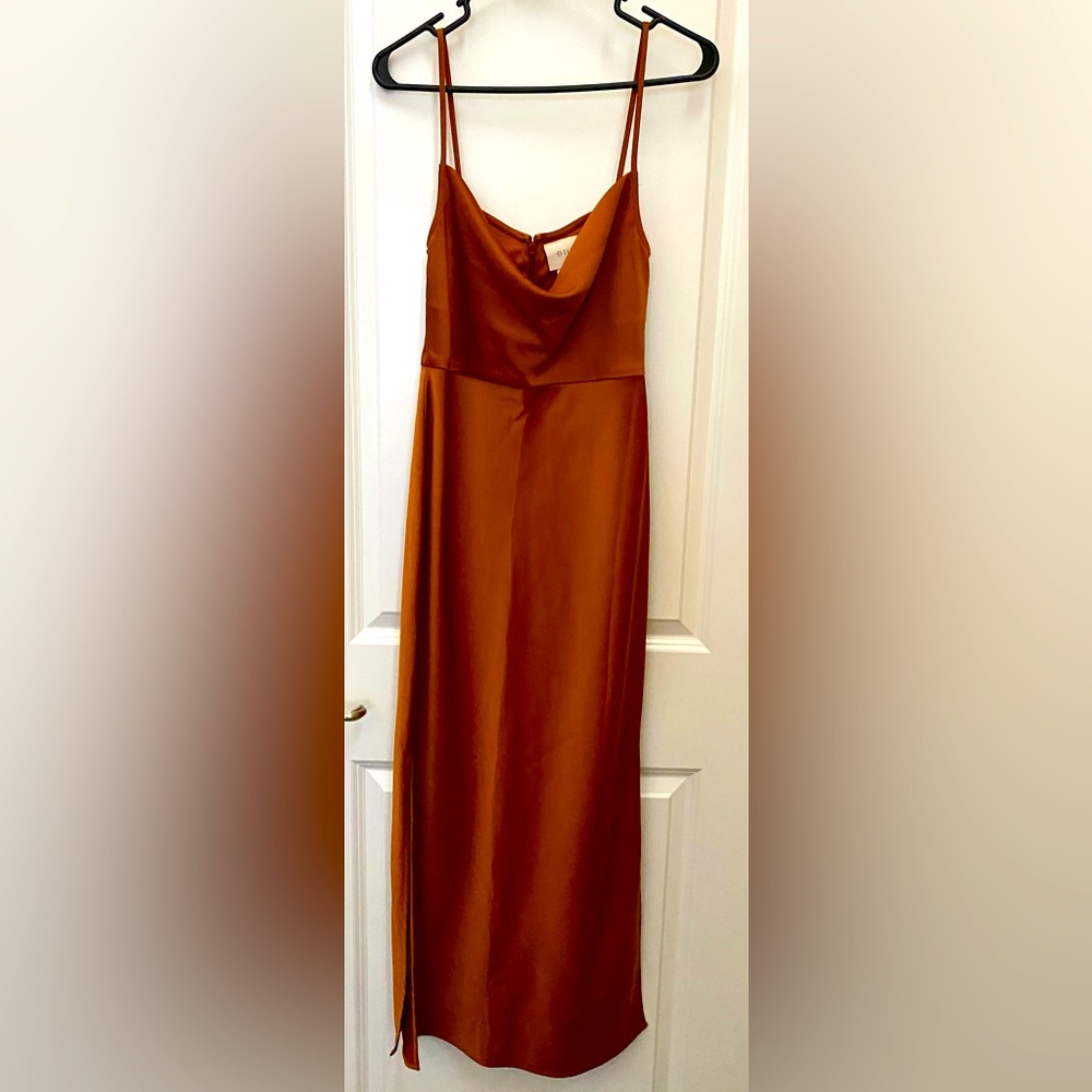 Anthropologie BHLDN Cali Cowl Neck Satin Slip Dress Size 4